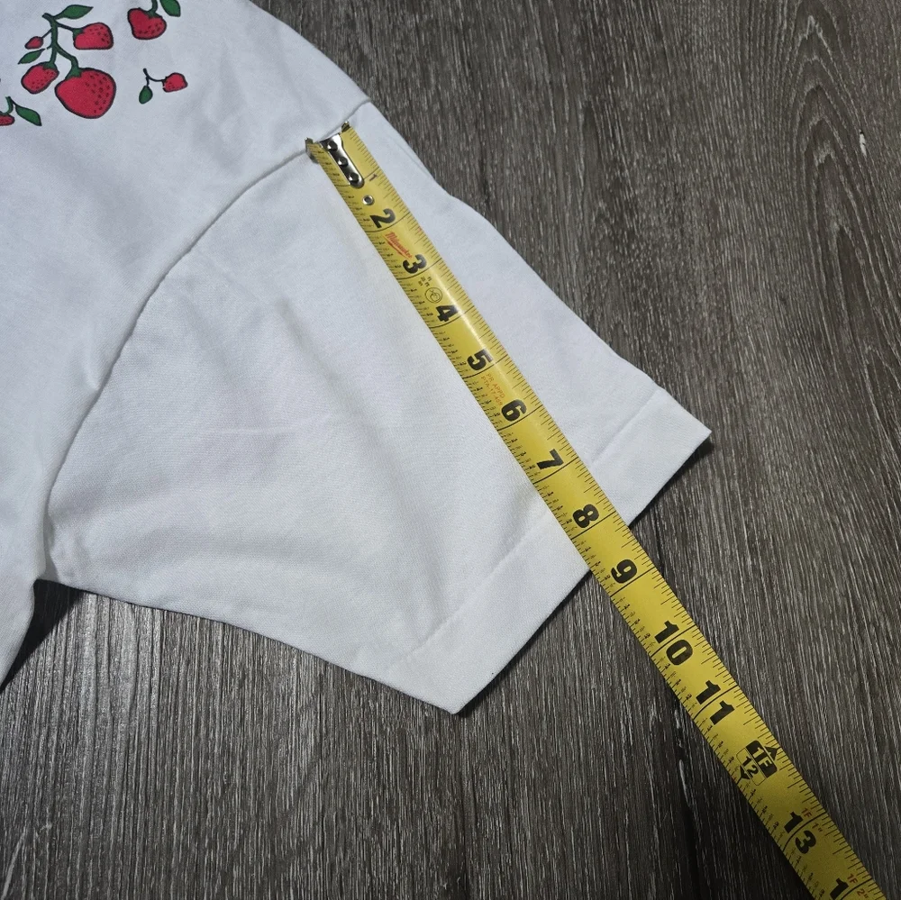 Vintage 90s Teacher Berry Cotton White Red Short Sleeve Shirt Size Large - Picture 13 of 13